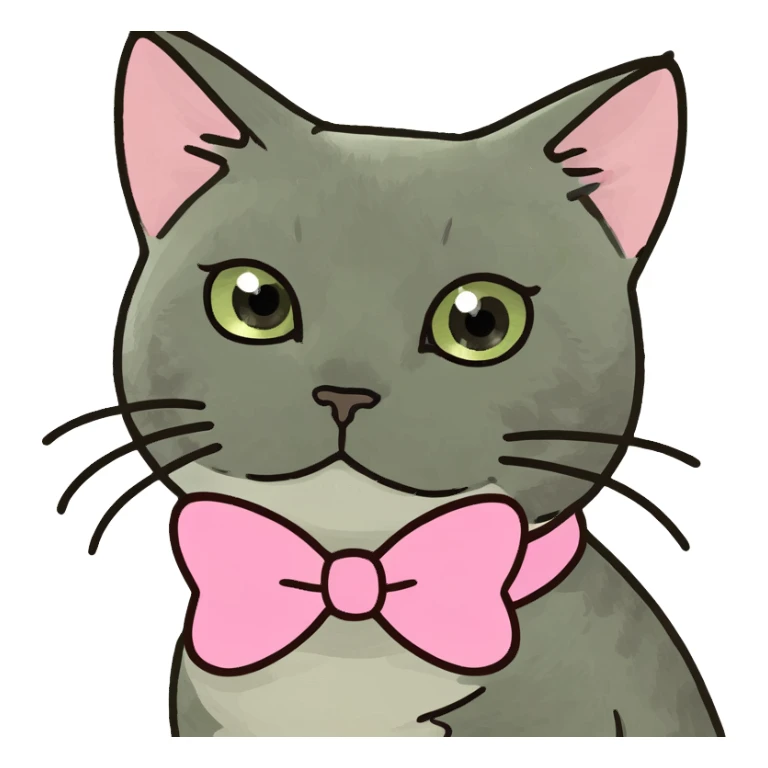a cat wearing a pink bow sticker