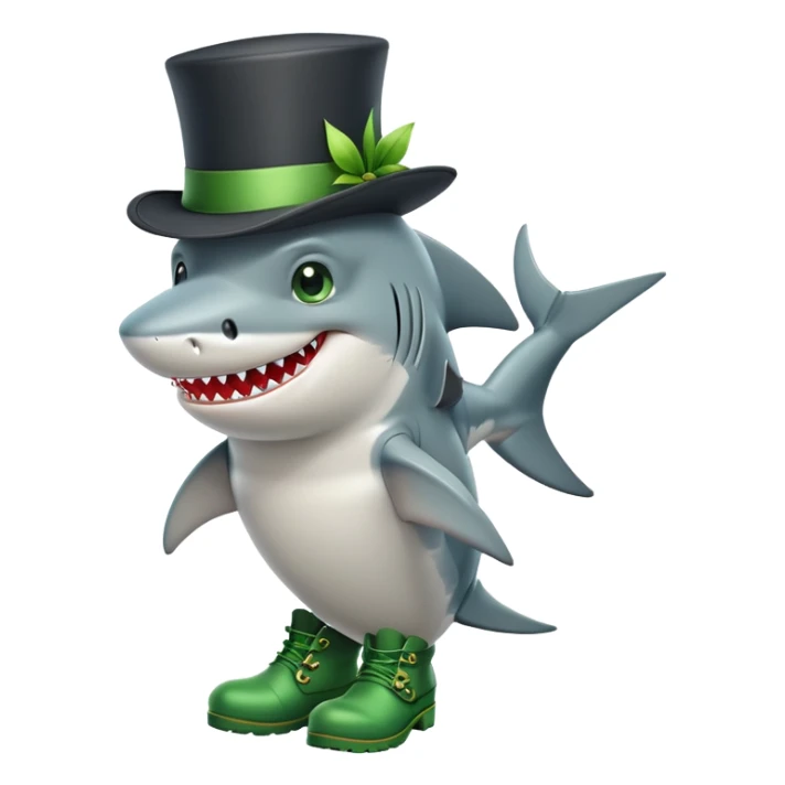Shark with a top hat and green boots sticker