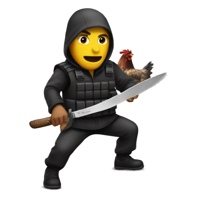conter strike's terrorist holding knife and trying catch chicken sticker