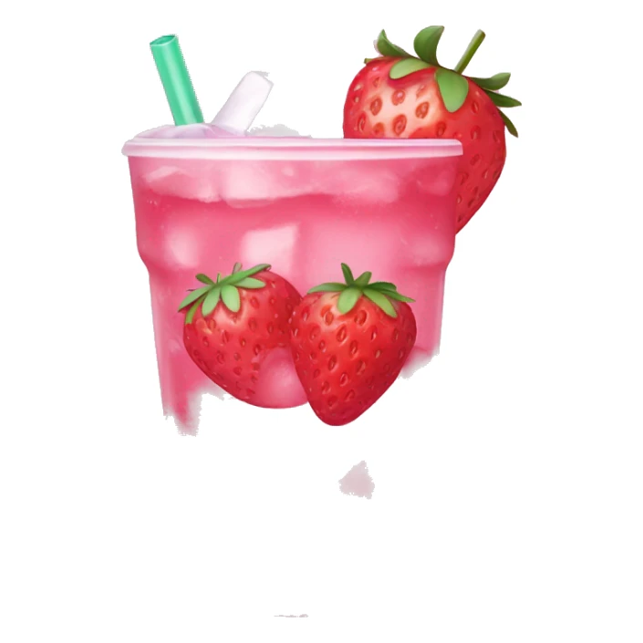 pink drink with ice and strawberries inside  sticker