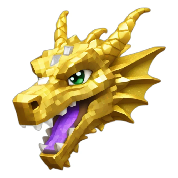 Minecraft Glitter Gold Dragon Head With Diamond Horn sticker