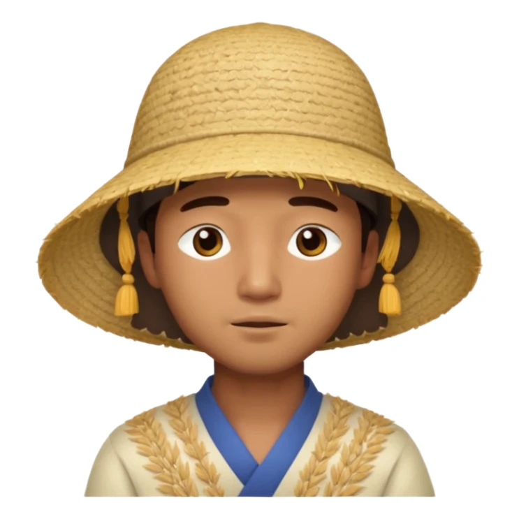 Asian guy with a rice hat, eyes more closed sticker