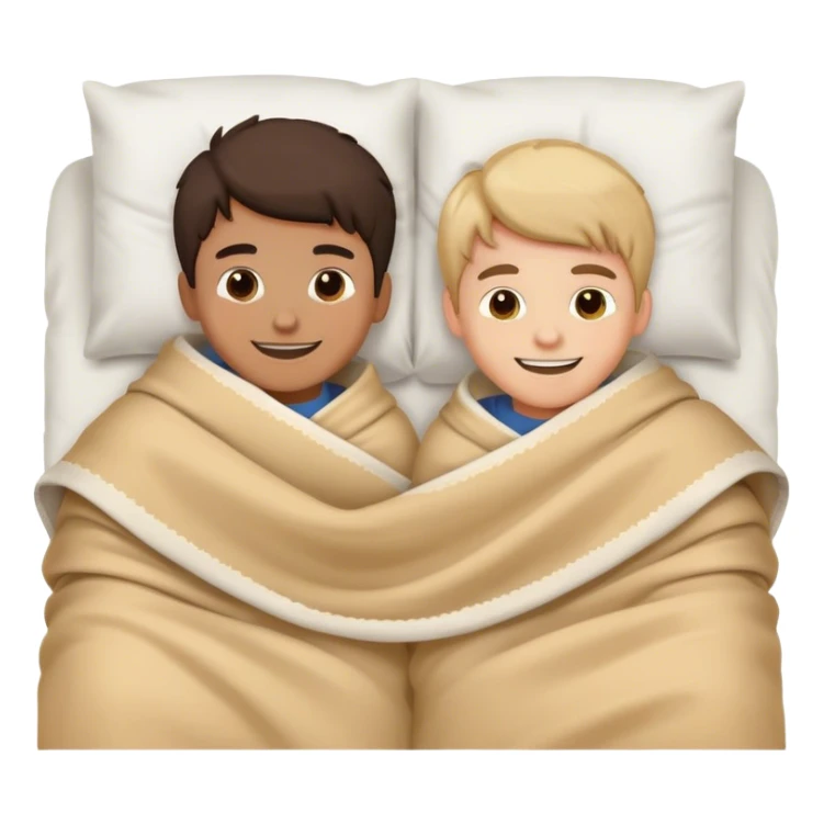 2 boys laying in bed under blanket sticker