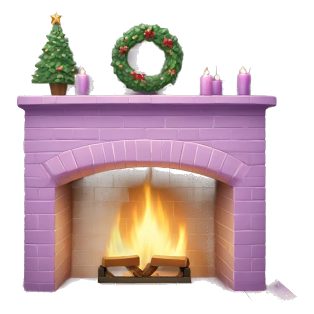 Pastel purple brick fireplace Christmas  sticker