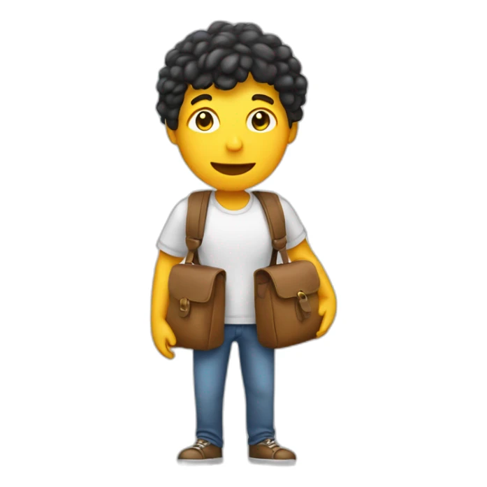 Said hello with one hand, with a bag on his back sticker