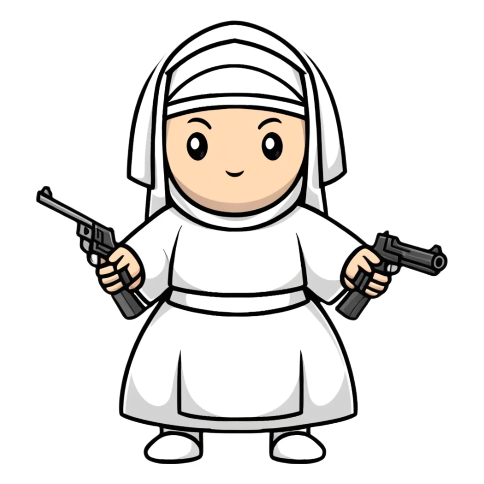 stylish nun holding a gun sticker