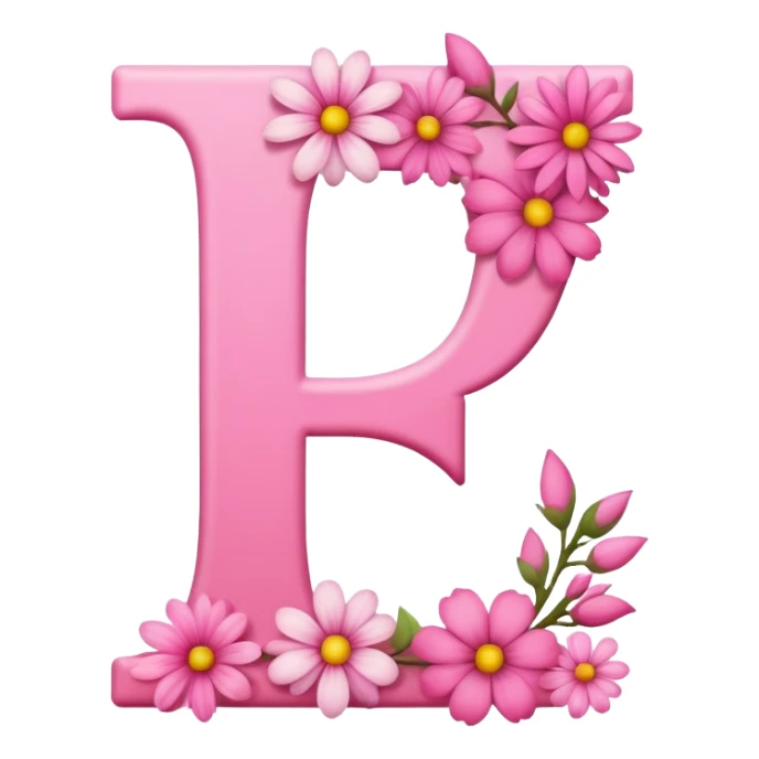 Pink, romantic, flowery, the letter “E” sticker
