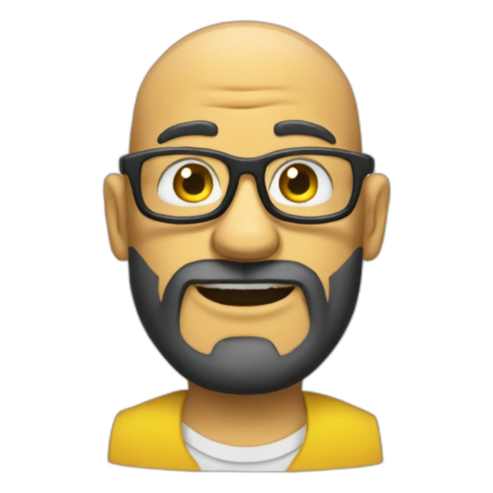 Tattooed bald man with beard and glasses like the Simpsons sticker