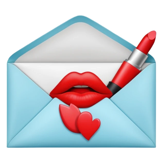 closed envelope with lipstick kiss print sticker