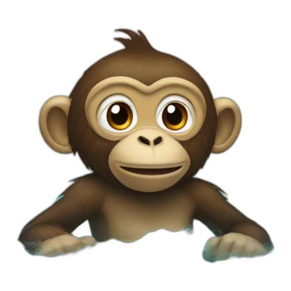 monkey swimming in sea with bikney sticker