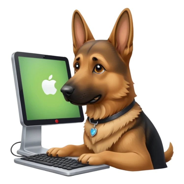 Cachorro Pastor alemão usando o computador  sticker