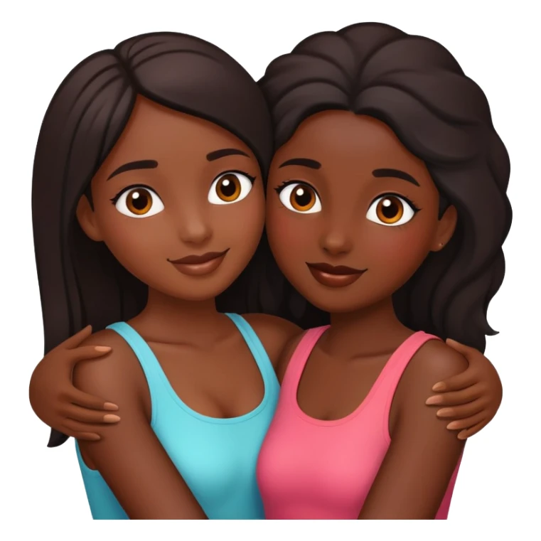 Dos chicas morenas lindas coquetas abrazadas sticker