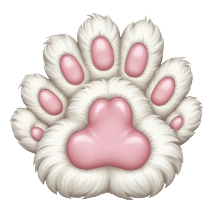 Fluffy white cat paw with six toes sticker
