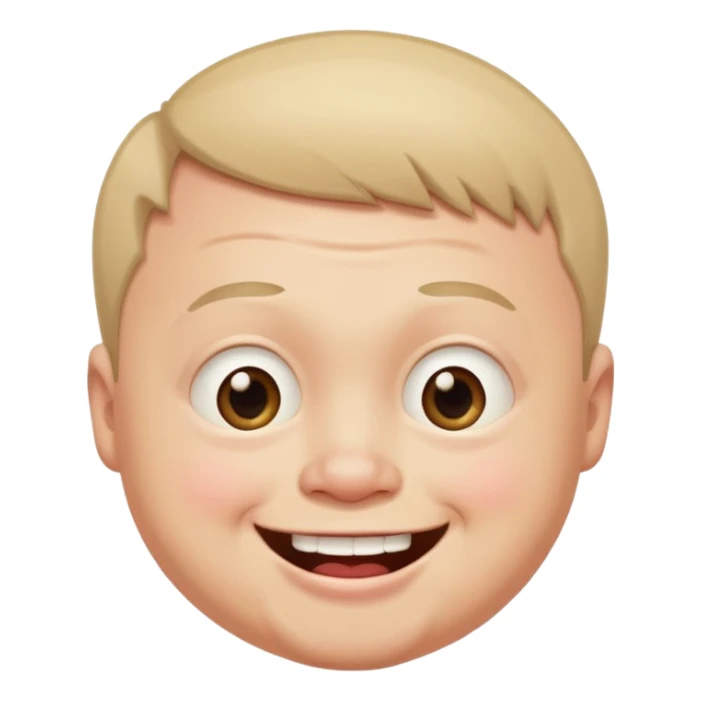 A man with Downs syndrom and CP making a funny face sticker