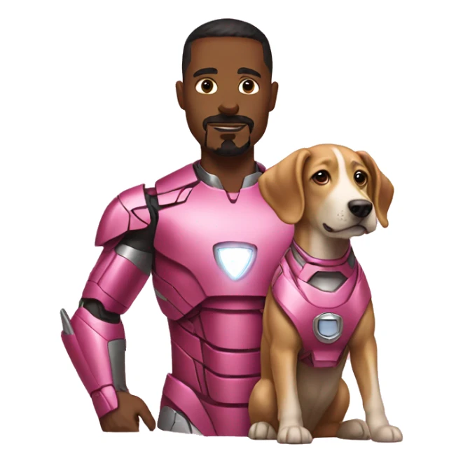 Pink Iron Man with dog sticker