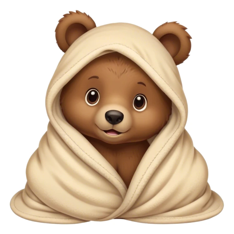 Disney-style cute bear cub in blanket sticker