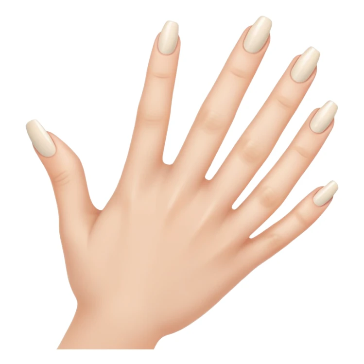 fingers with short, clean nails, subtle shine, minimal design sticker