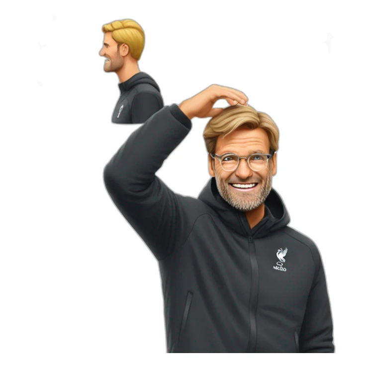 jurgen klopp placing hands under the head sticker