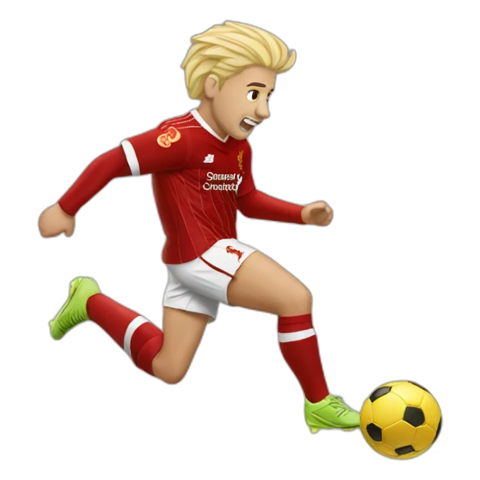 blonde liverpool player kicking sticker