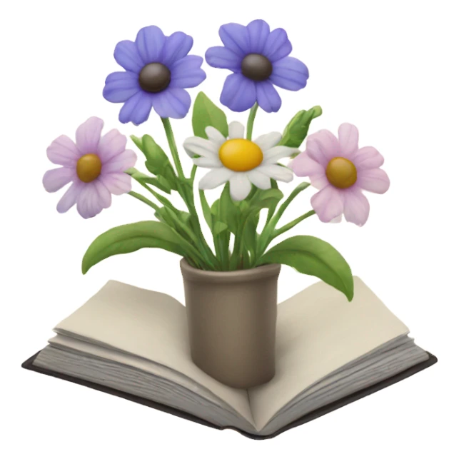 realistic flowers pressing in a book sticker