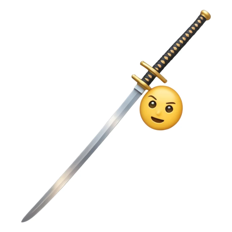 emoji representing the word '2vanish' with a small katana, concise sticker