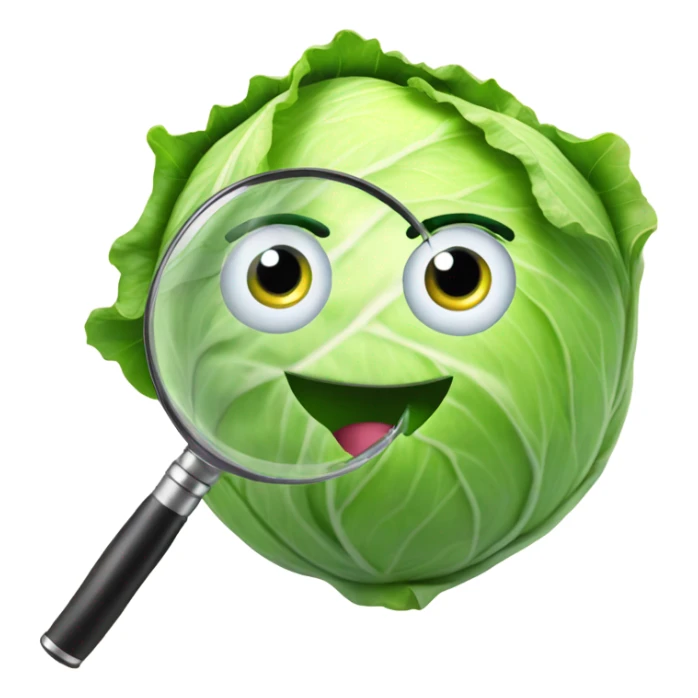 happy cabbage hold magnifying glass sticker