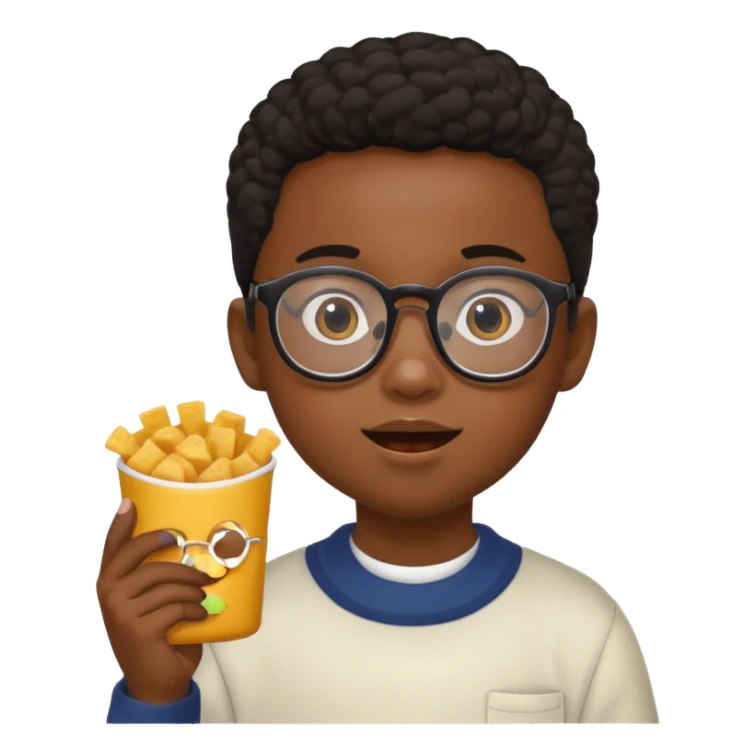 snack holding black kid with glasses sticker