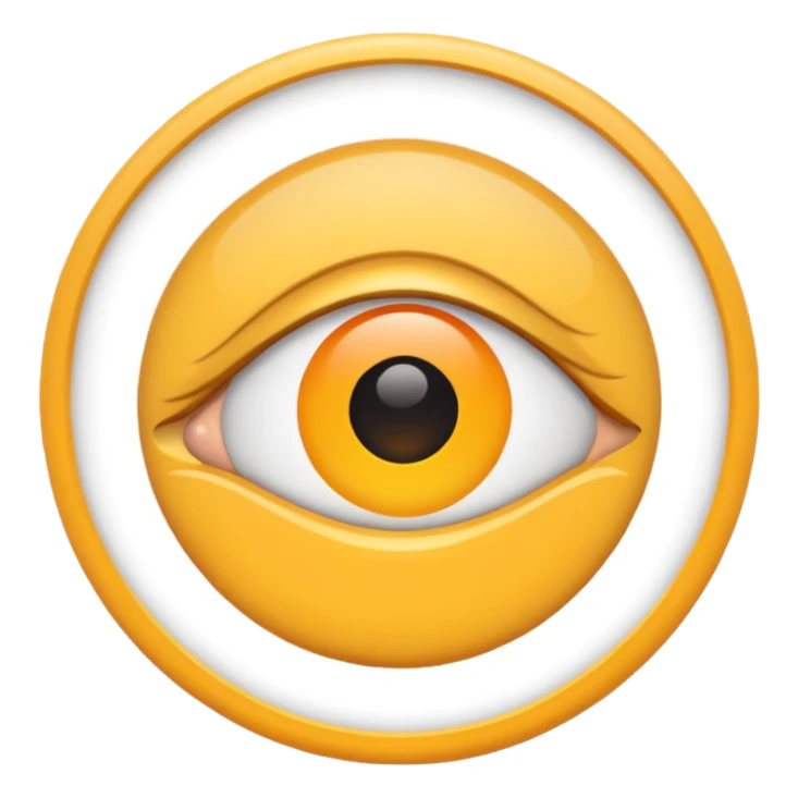 iOS emoji, minimal eye symbol, circle with dot, flat sticker