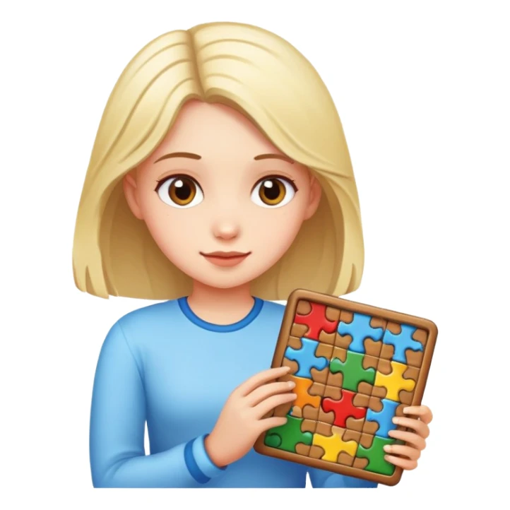 girl plays puzzle sticker