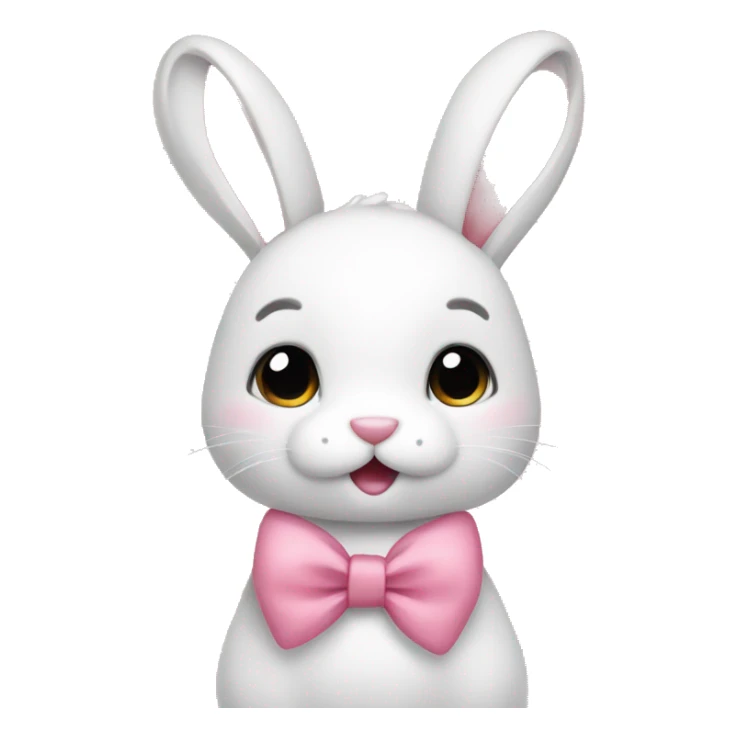Cute bunny with a pink bow and blush sticker