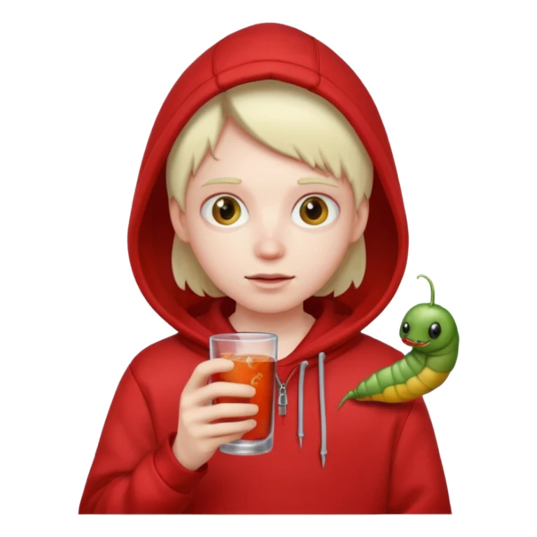 worm in glass in a red hoodie sticker