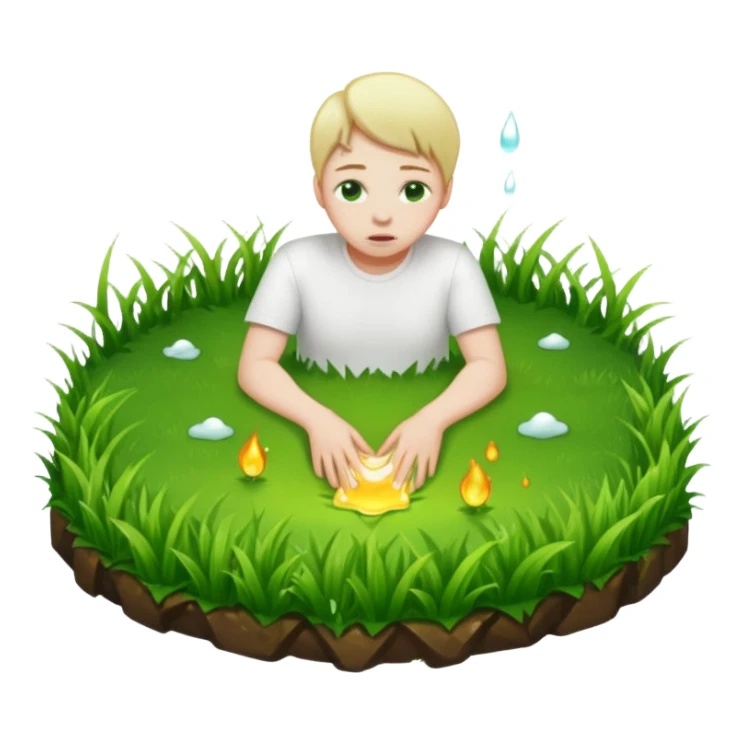 A person melting into the grass sticker