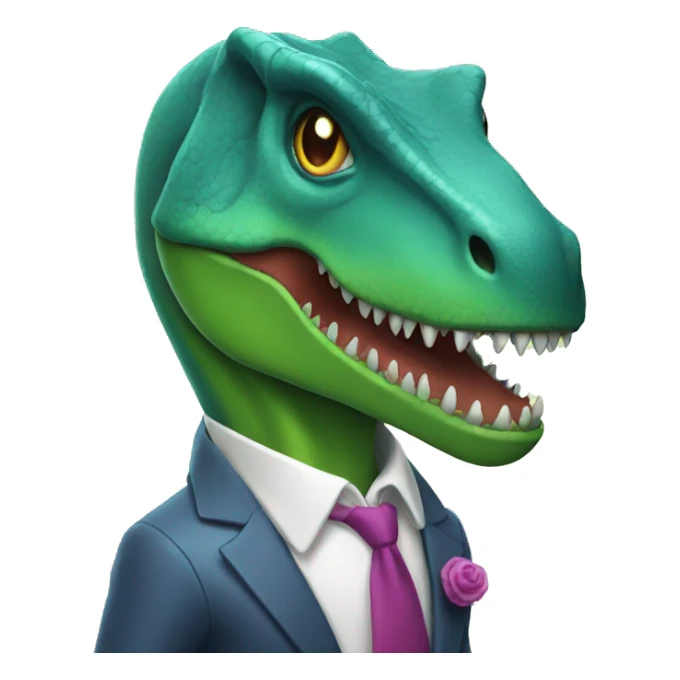 T rex with a suit with a scary face  sticker