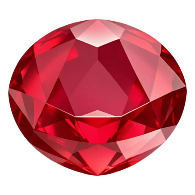 Cinematic Realistic Ruby Emoji, Deep and rich, with a smooth, polished surface gleaming in brilliant red, the facets catching light and casting fiery reflections. The rich color seems to glow with an inner warmth, while a soft, subtle shimmer highlights the edges. Soft glowing outline, capturing the essence of passionate beauty and timeless elegance in a precious ruby. sticker