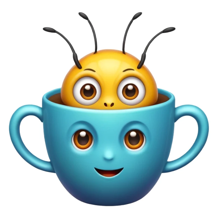 emoji of a bug in a cup sticker