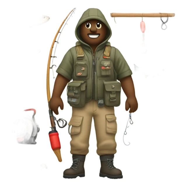 Doodle with fishing gear  sticker