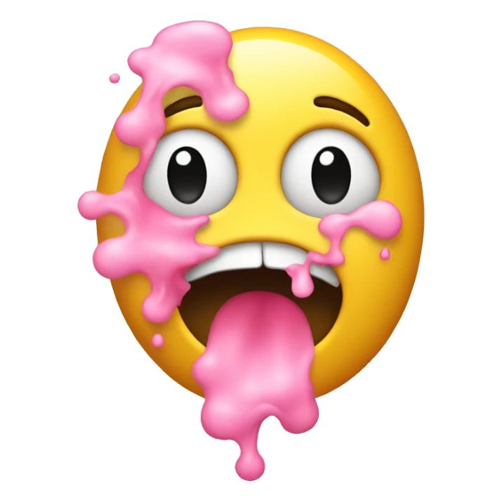 yellow emoji face vomiting pink  sticker