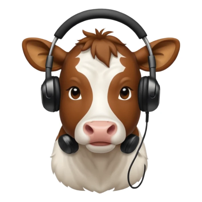 cow with black headphones sticker