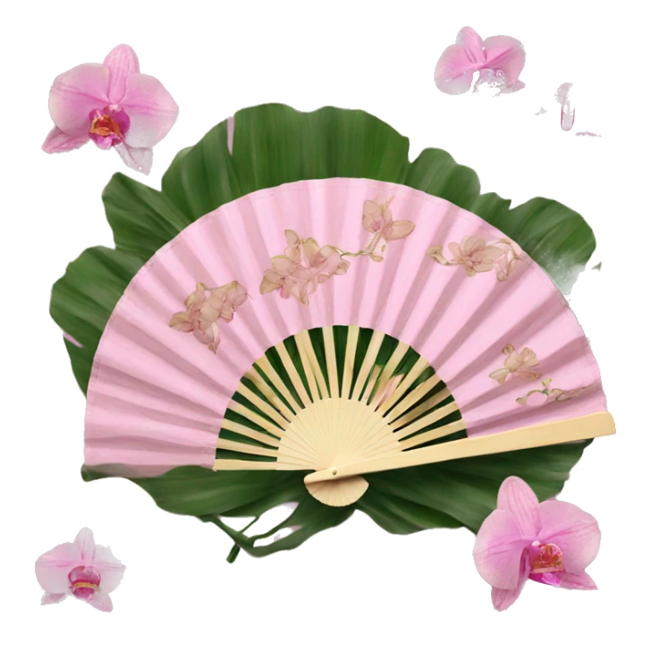 Pink venus hand fan with orchids sticker