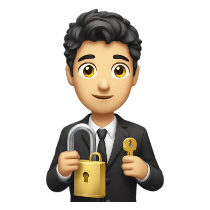 Classy young man struggling to get a key into a lock sticker