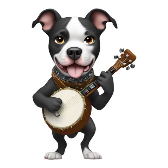 Black and white Pitbull playing banjo sticker