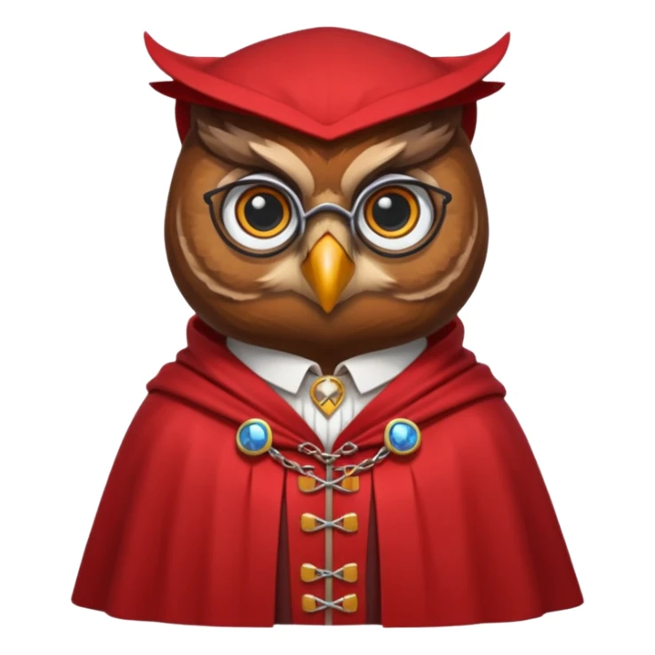 owl professor in red collar cloak sticker