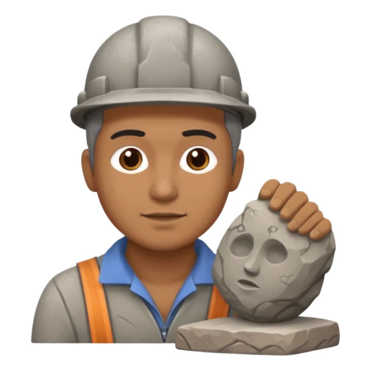 a sculptor during sculpting rock sticker
