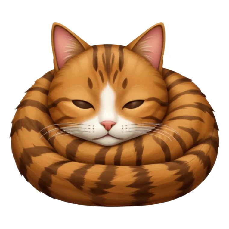 Sleeping cat emoji, apple style, brown fur sticker