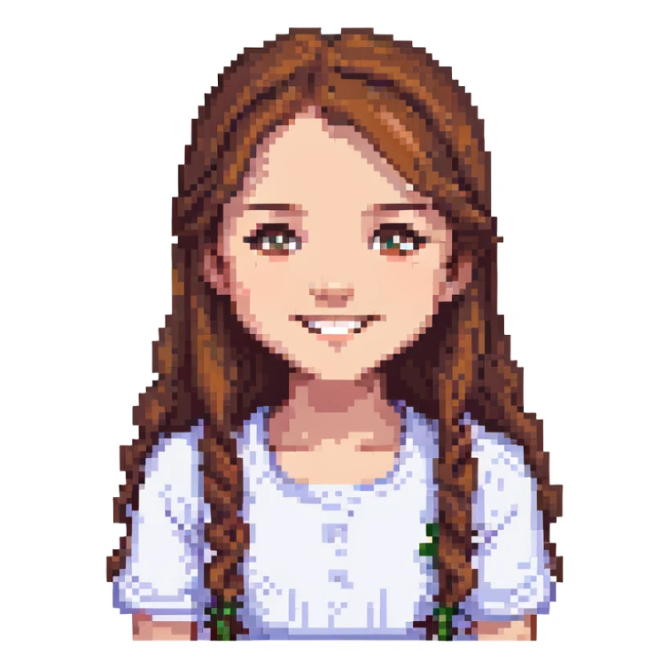 chica sonriente de cabello largo castaño sticker