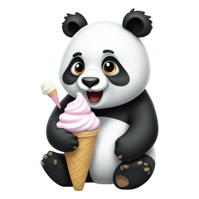 Panda eating ice cream sticker