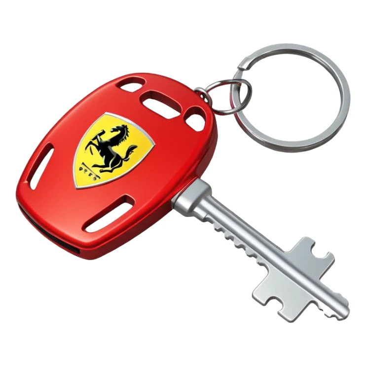 red Ferrari key with a yellow background sticker