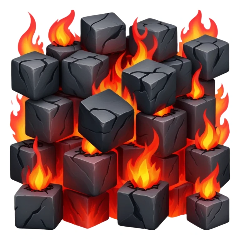 cubes of burning charcoal sticker