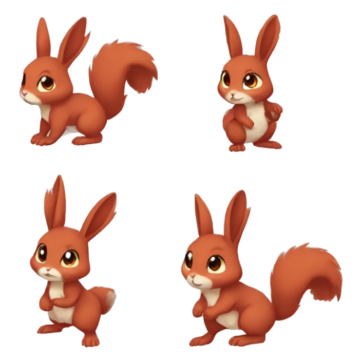 Anthro Sona Fakemon Full Body Red Rabbit Squirrel Chibi Cute  sticker