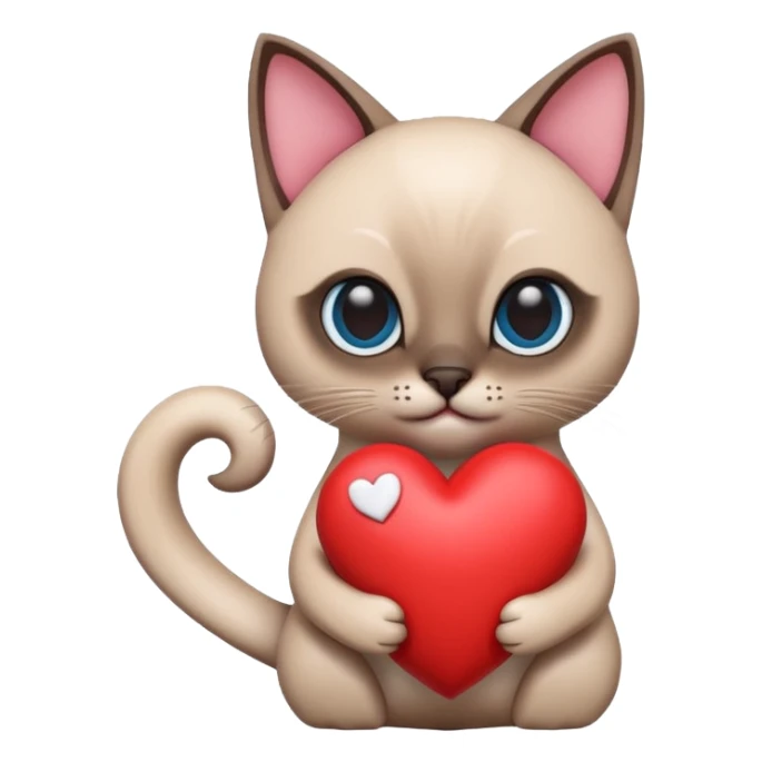 The Siamese cat is holding a heart 3d sticker